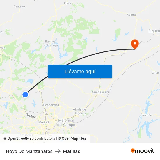 Hoyo De Manzanares to Matillas map