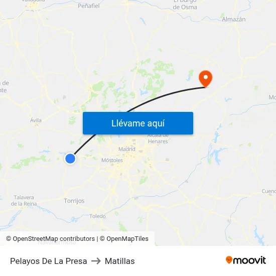 Pelayos De La Presa to Matillas map