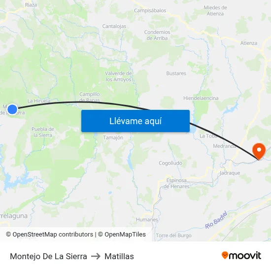 Montejo De La Sierra to Matillas map