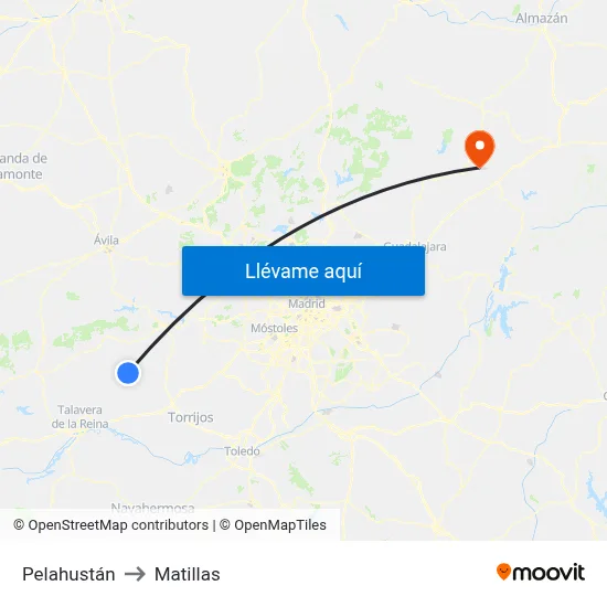 Pelahustán to Matillas map