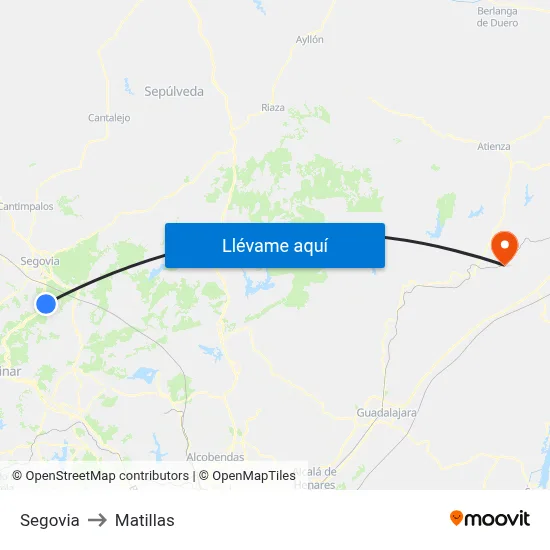 Segovia to Matillas map