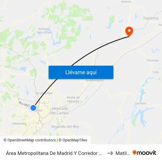 Área Metropolitana De Madrid Y Corredor Del Henares to Matillas map