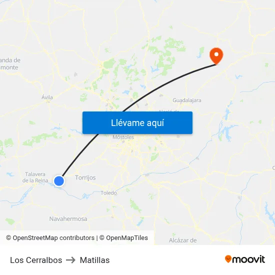 Los Cerralbos to Matillas map