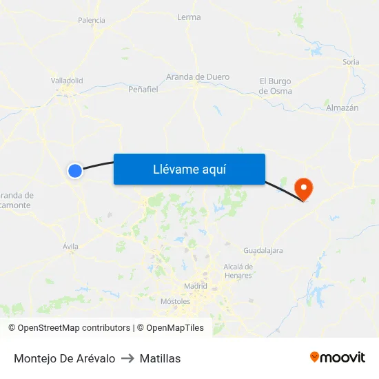 Montejo De Arévalo to Matillas map