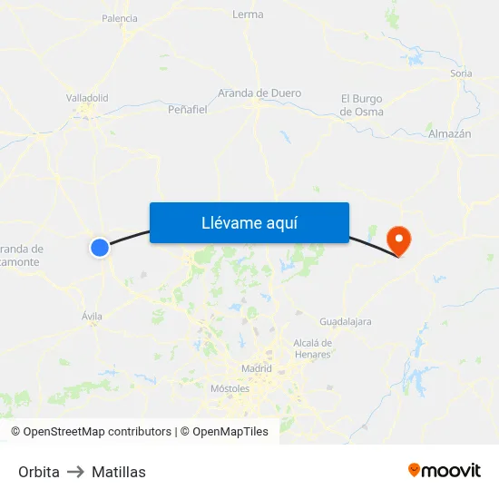 Orbita to Matillas map