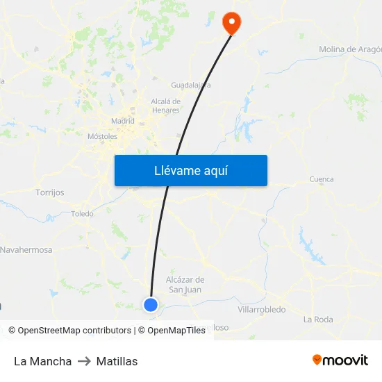 La Mancha to Matillas map