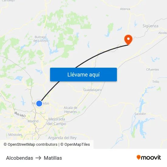 Alcobendas to Matillas map