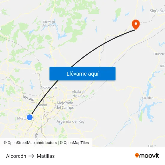 Alcorcón to Matillas map