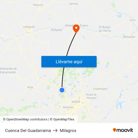 Cuenca Del Guadarrama to Milagros map