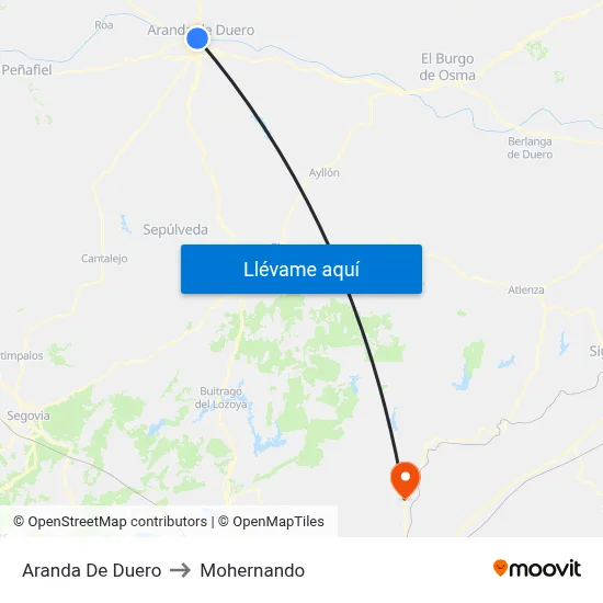 Aranda De Duero to Mohernando map