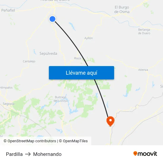Pardilla to Mohernando map