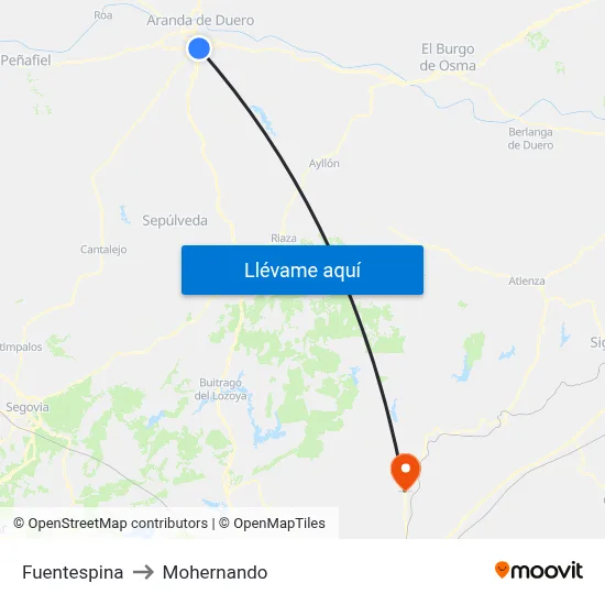 Fuentespina to Mohernando map