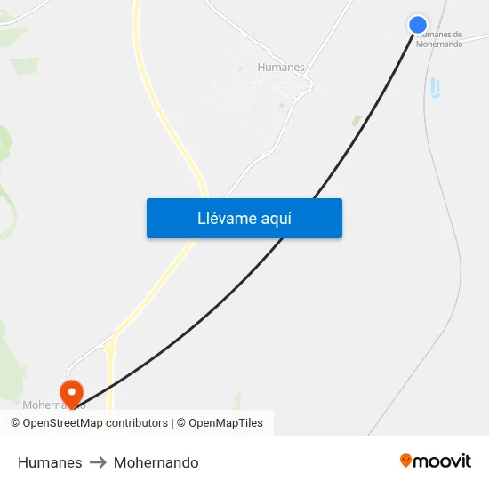 Humanes to Mohernando map