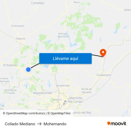 Collado Mediano to Mohernando map