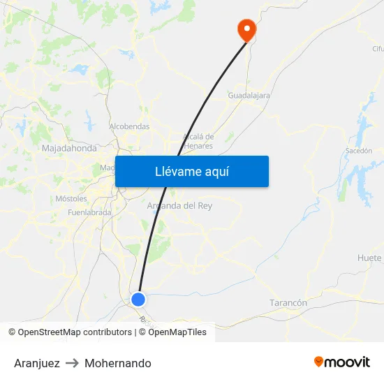 Aranjuez to Mohernando map