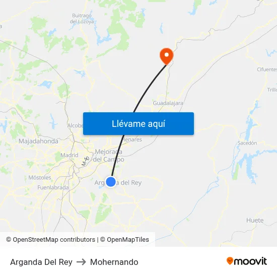 Arganda Del Rey to Mohernando map