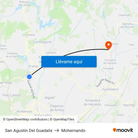 San Agustín Del Guadalix to Mohernando map