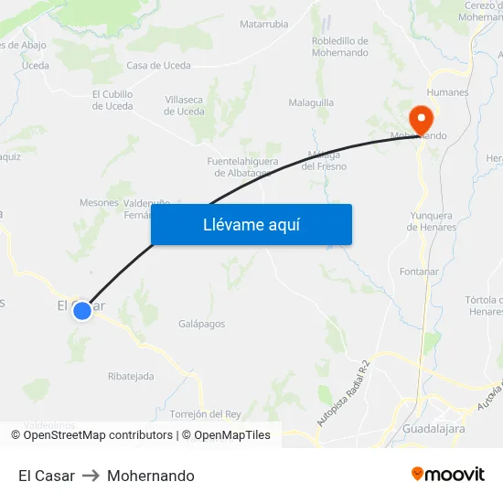 El Casar to Mohernando map