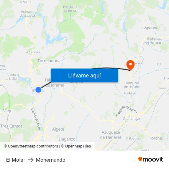 El Molar to Mohernando map