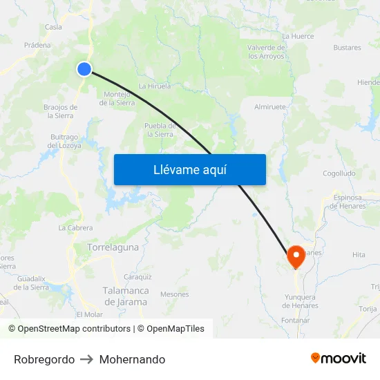 Robregordo to Mohernando map