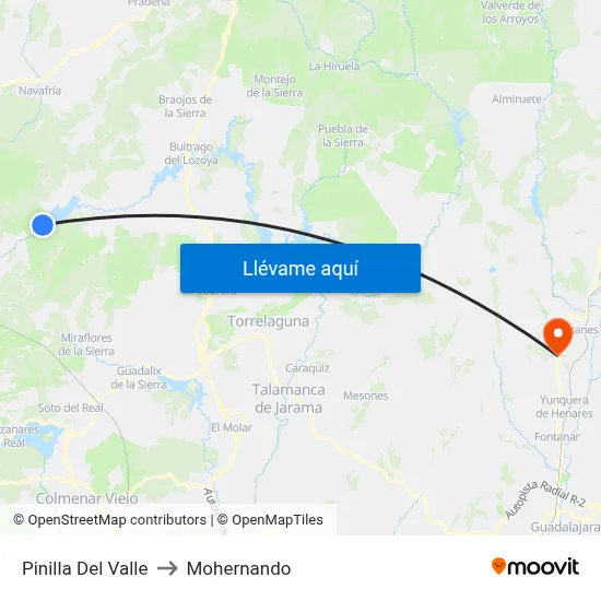 Pinilla Del Valle to Mohernando map