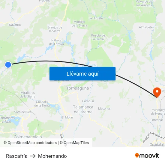 Rascafría to Mohernando map