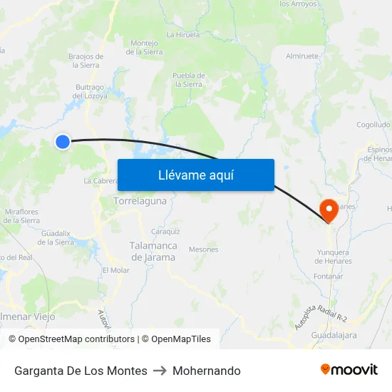 Garganta De Los Montes to Mohernando map