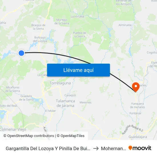 Gargantilla Del Lozoya Y Pinilla De Buitrago to Mohernando map