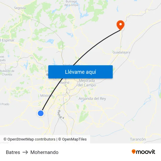 Batres to Mohernando map