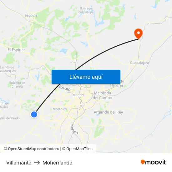 Villamanta to Mohernando map