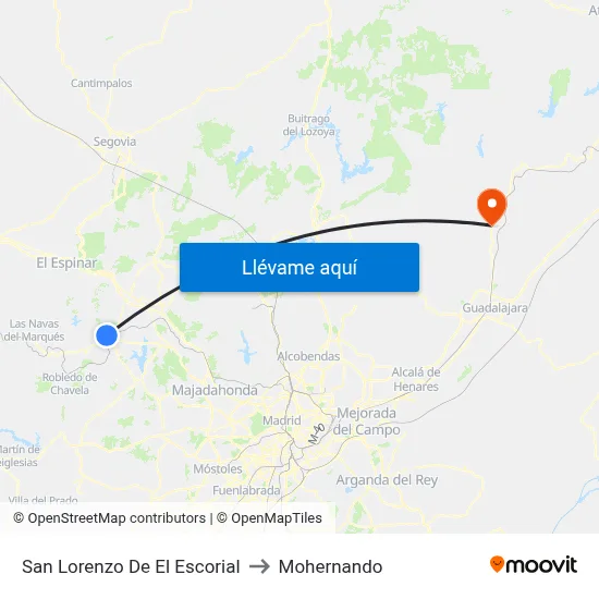 San Lorenzo De El Escorial to Mohernando map