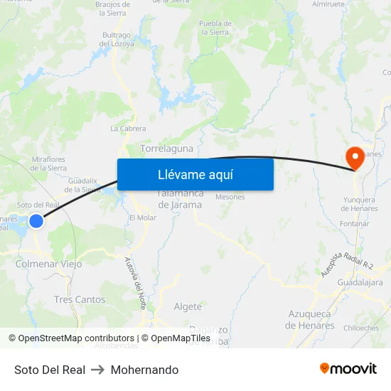 Soto Del Real to Mohernando map