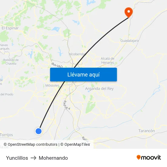 Yunclillos to Mohernando map