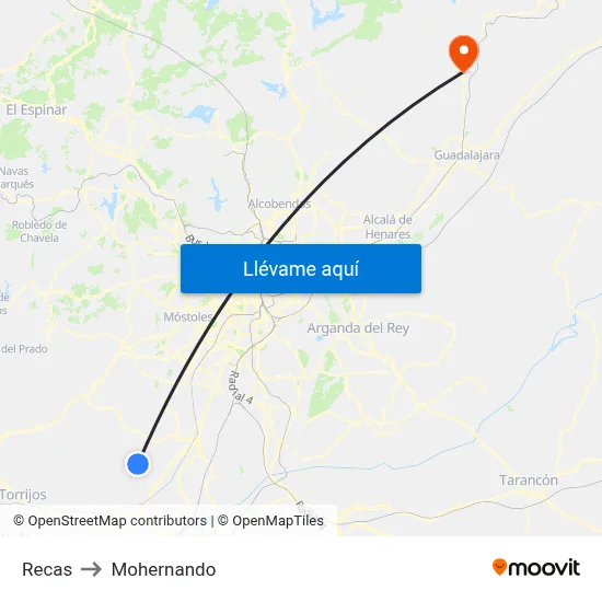 Recas to Mohernando map