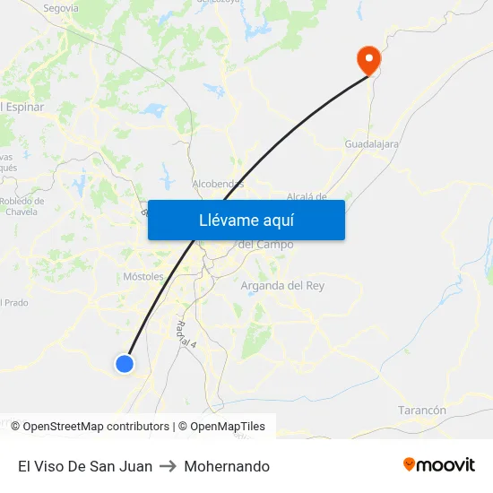 El Viso De San Juan to Mohernando map