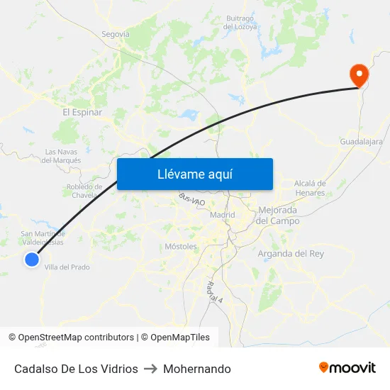 Cadalso De Los Vidrios to Mohernando map