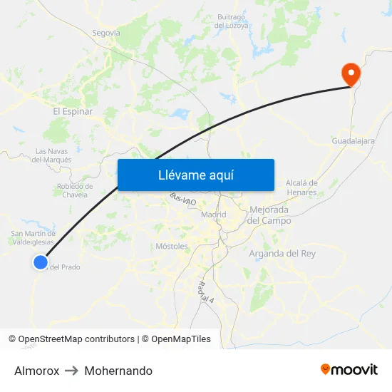 Almorox to Mohernando map