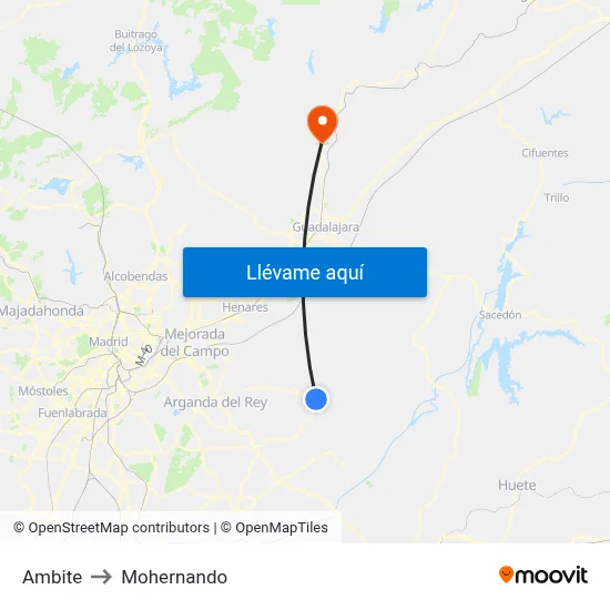 Ambite to Mohernando map