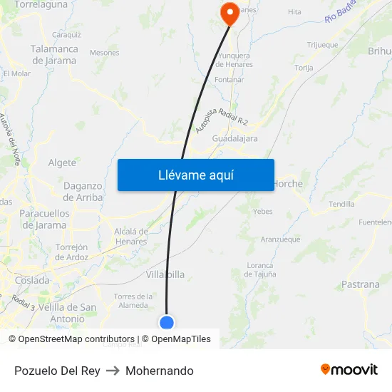 Pozuelo Del Rey to Mohernando map