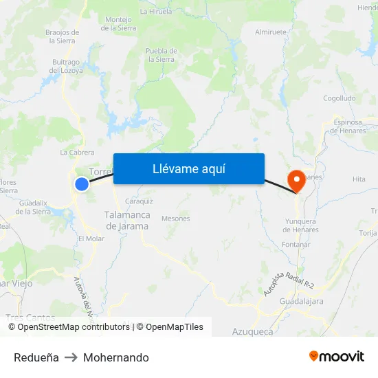 Redueña to Mohernando map