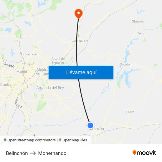 Belinchón to Mohernando map