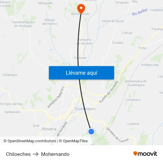Chiloeches to Mohernando map
