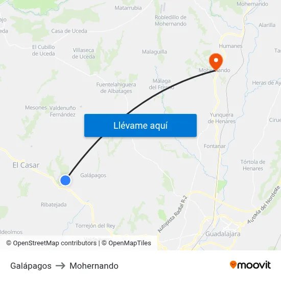 Galápagos to Mohernando map