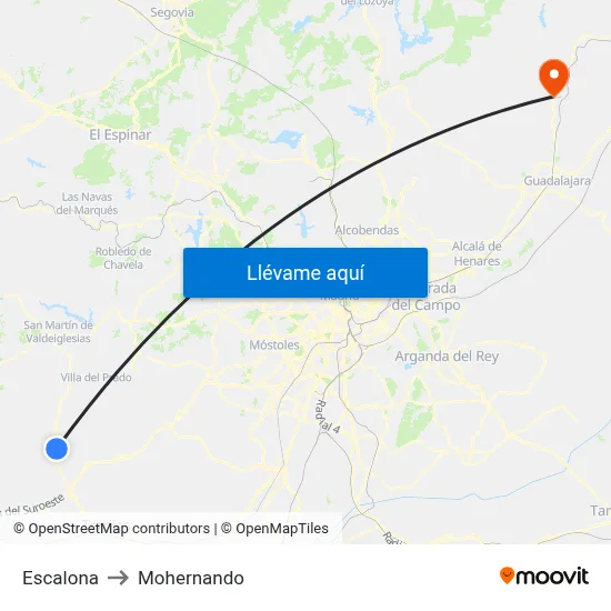 Escalona to Mohernando map