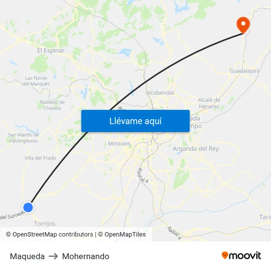 Maqueda to Mohernando map