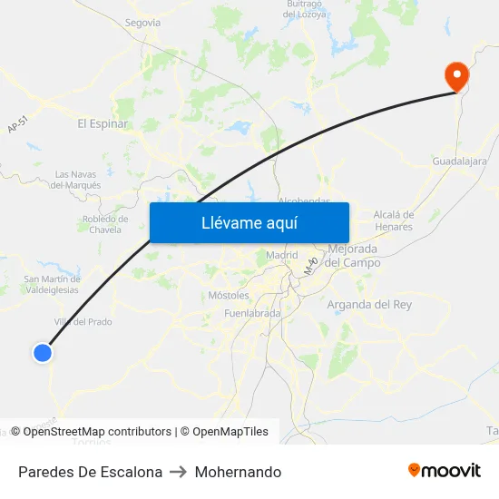 Paredes De Escalona to Mohernando map