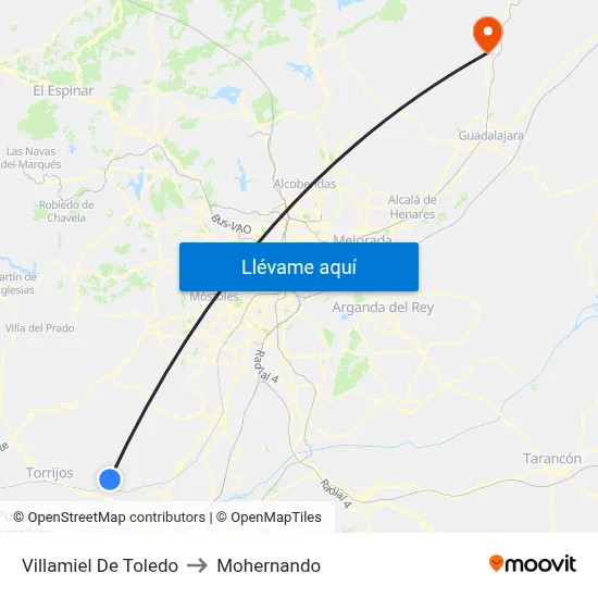 Villamiel De Toledo to Mohernando map