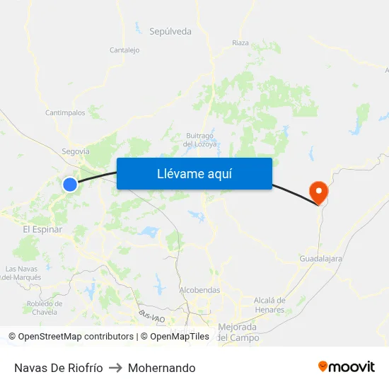 Navas De Riofrío to Mohernando map