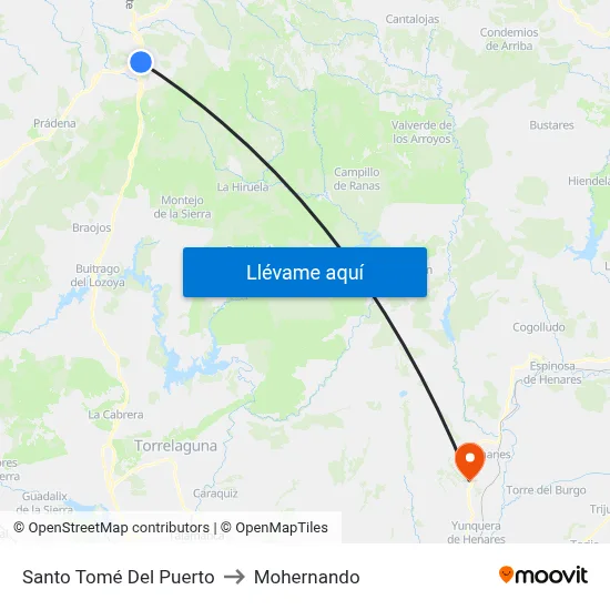 Santo Tomé Del Puerto to Mohernando map