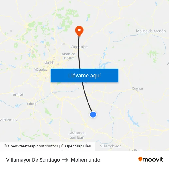 Villamayor De Santiago to Mohernando map